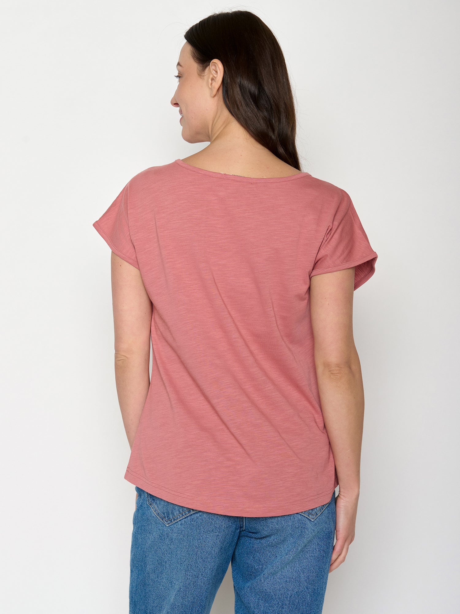 Dark Rose: Lässiges T-Shirt aus Bio-Baumwolle für Damen [22282]