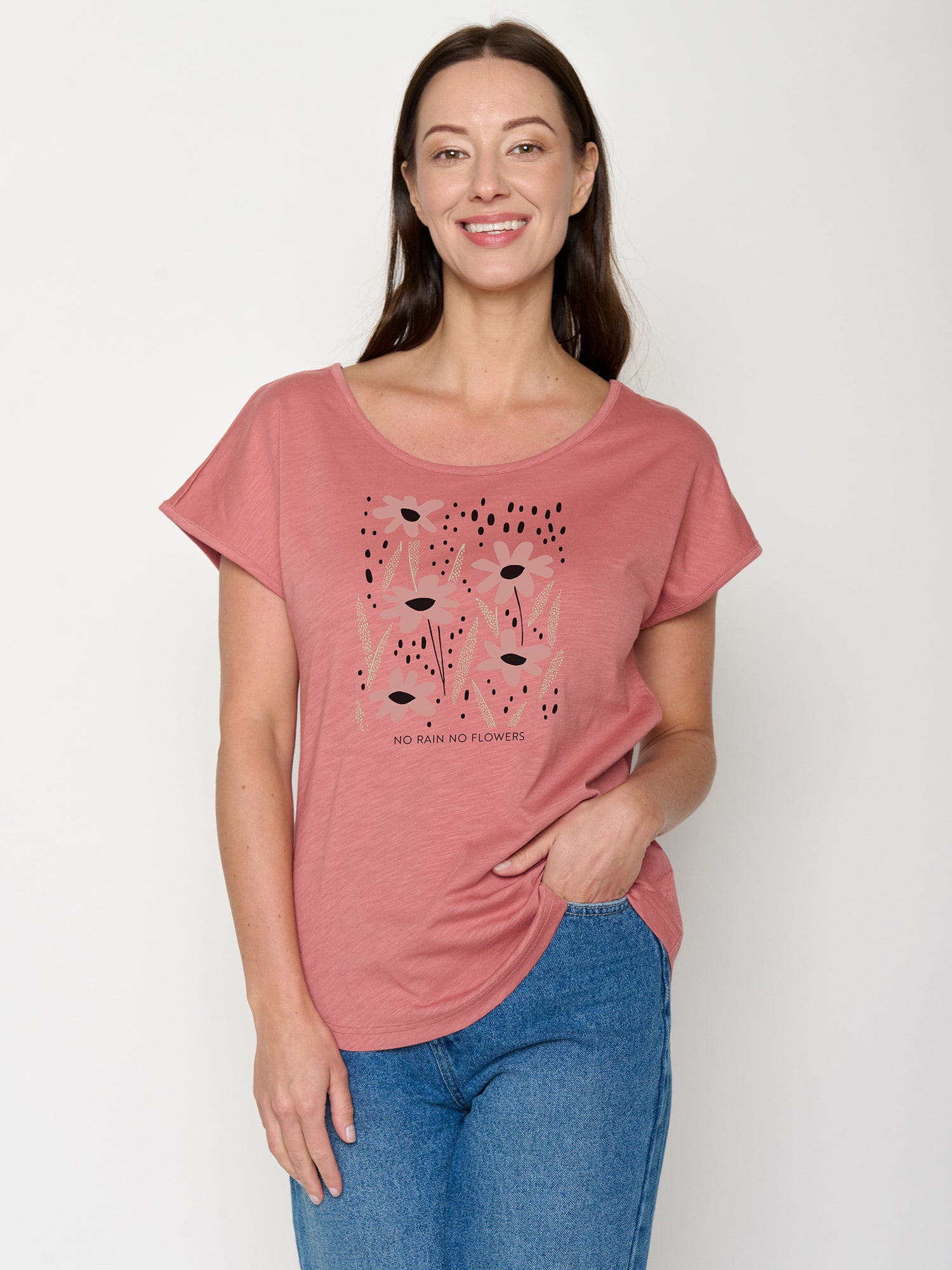 Dark Rose: Lässiges T-Shirt aus Bio-Baumwolle für Damen [22287]