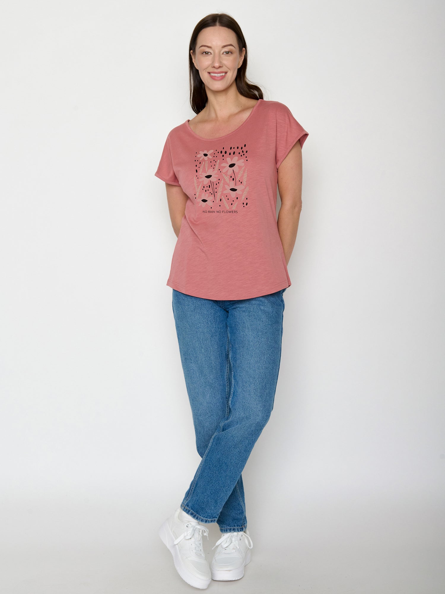 Dark Rose: Lässiges T-Shirt aus Bio-Baumwolle für Damen [22289]