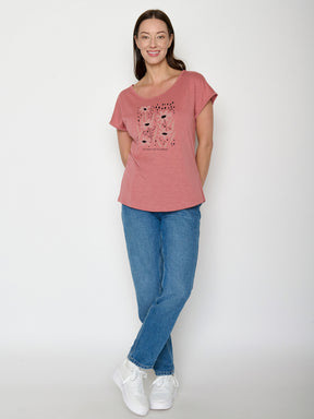 Dark Rose: Lässiges T-Shirt aus Bio-Baumwolle für Damen [22289]