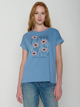 Glacier Blue : Sportliches T-Shirt aus Bio-Baumwolle mit Rollup Sleeve für Damen [22291]