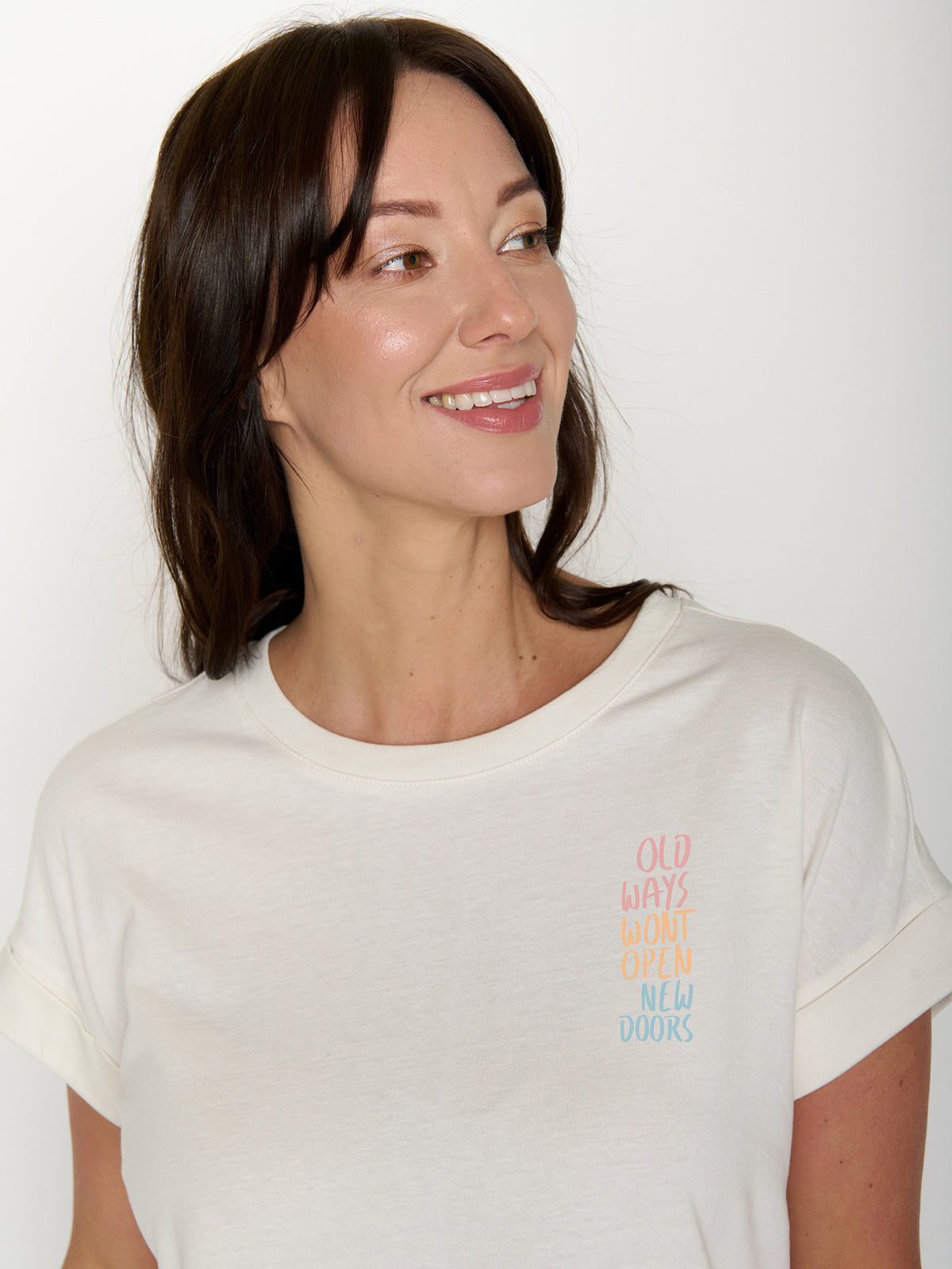 Moonstone: Sportliches T-Shirt aus Bio-Baumwolle mit Rollup Sleeve für Damen [22300]