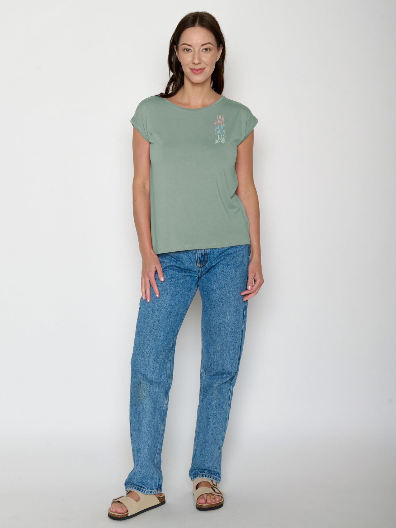 Pale Green: Lässiges Shirt aus LENZING™ TENCEL™ Mix für Damen [22309]