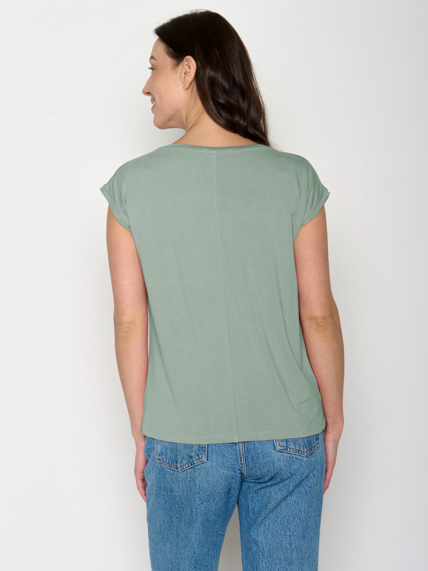 Pale Green: Lässiges Shirt aus LENZING™ TENCEL™ Mix für Damen [22310]
