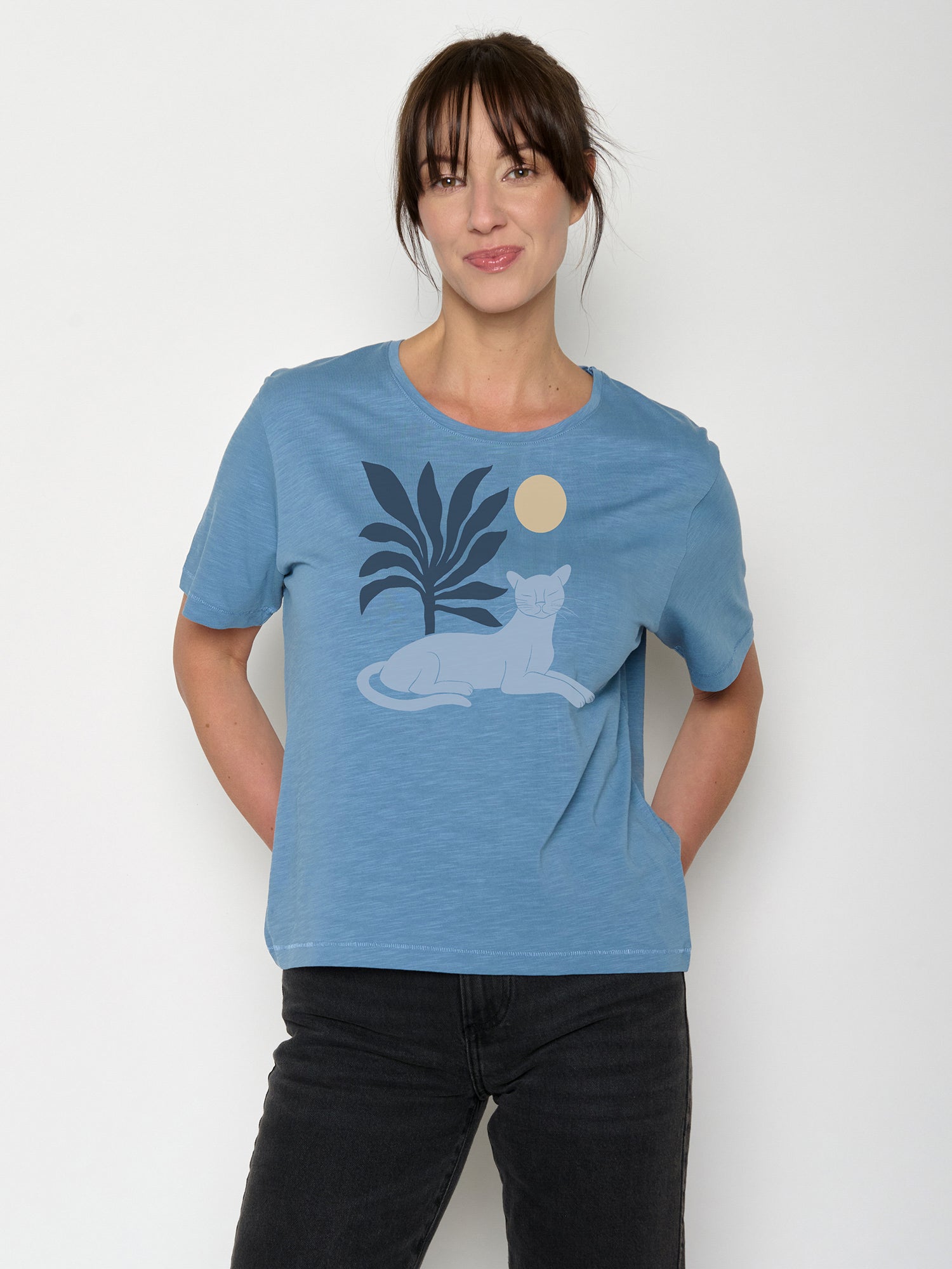 Glacier Blue : Kastiges T-Shirt aus Bio-Baumwolle für Damen [22315]