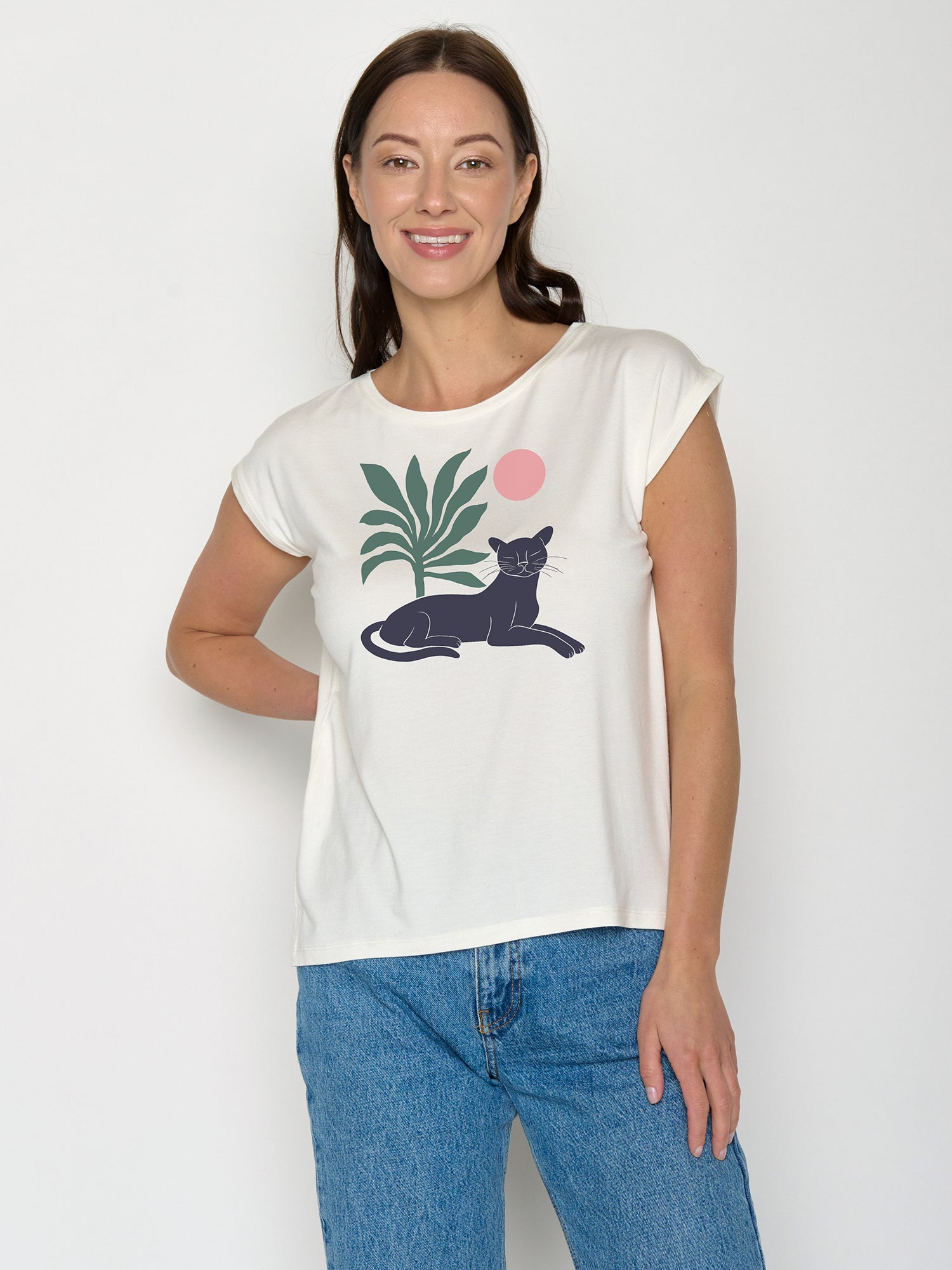 Moonstone: Lässiges Shirt aus LENZING™ TENCEL™ Mix für Damen [22319]