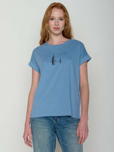Glacier Blue : Sportliches T-Shirt aus Bio-Baumwolle mit Rollup Sleeve für Damen [22323]