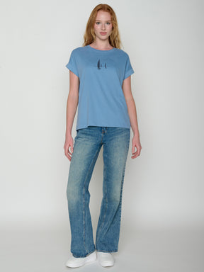 Glacier Blue : Sportliches T-Shirt aus Bio-Baumwolle mit Rollup Sleeve für Damen [22325]
