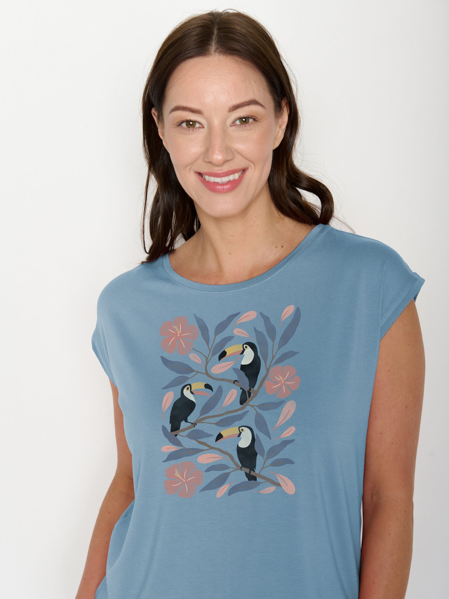 Glacier Blue : Lässiges Shirt aus LENZING™ TENCEL™ Mix für Damen [22344]