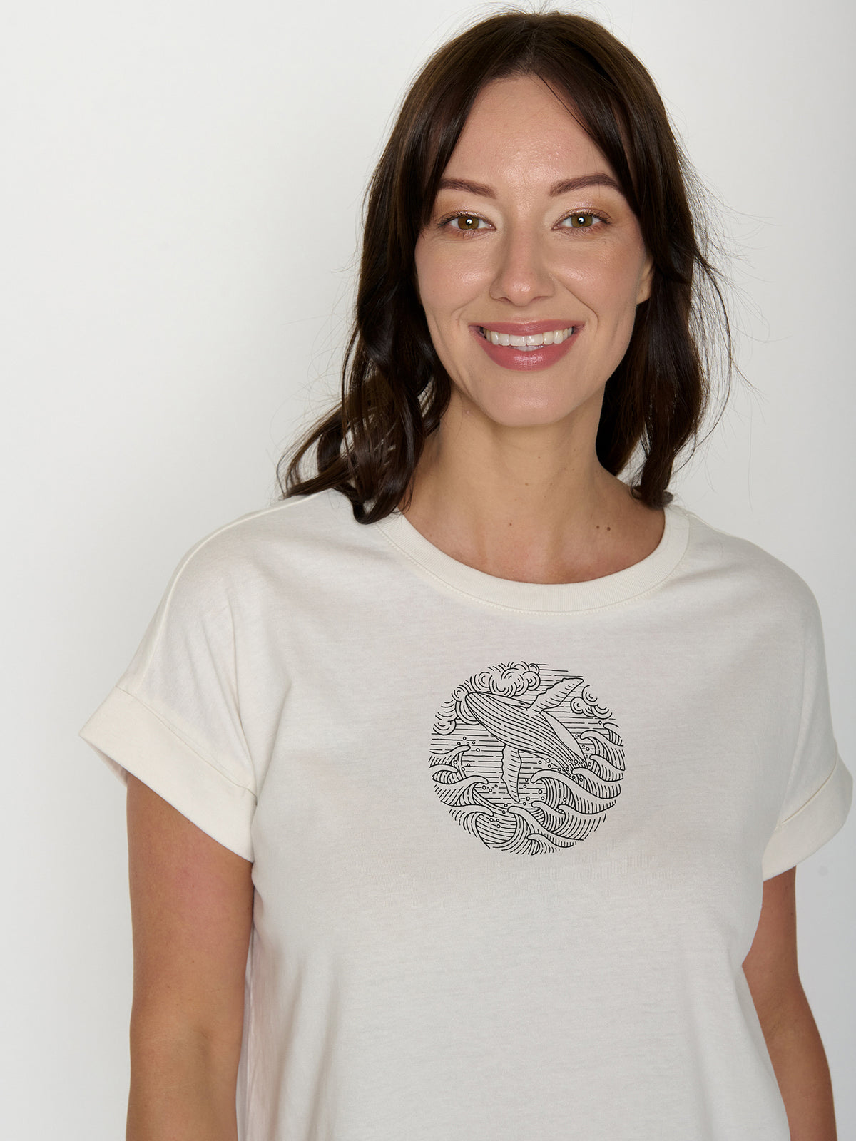 Moonstone: Sportliches T-Shirt aus Bio-Baumwolle mit Rollup Sleeve für Damen [22364]