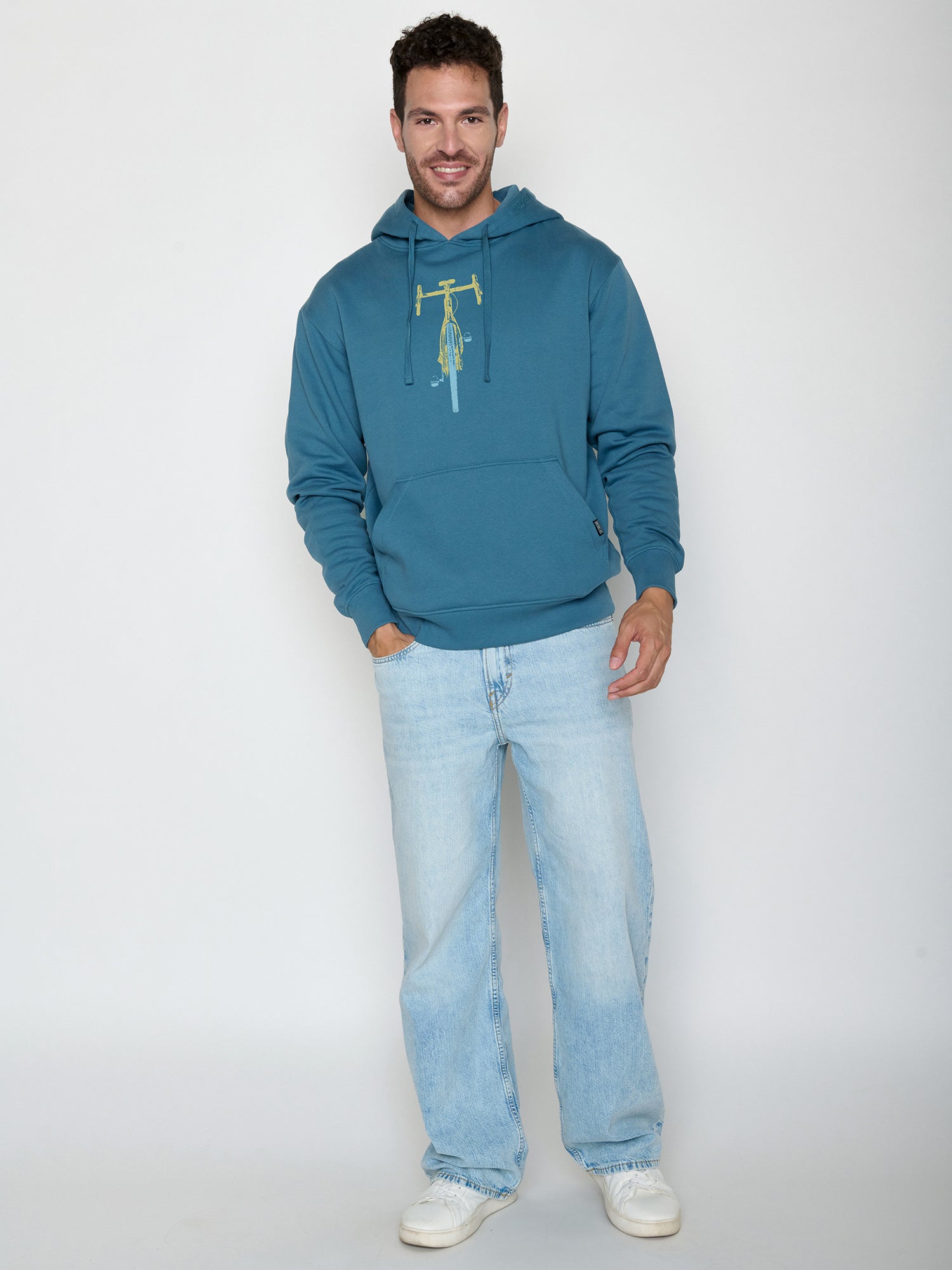 Tidal Blue: Gemütlicher Hoodie aus Bio-Baumwolle für Herren [22399]