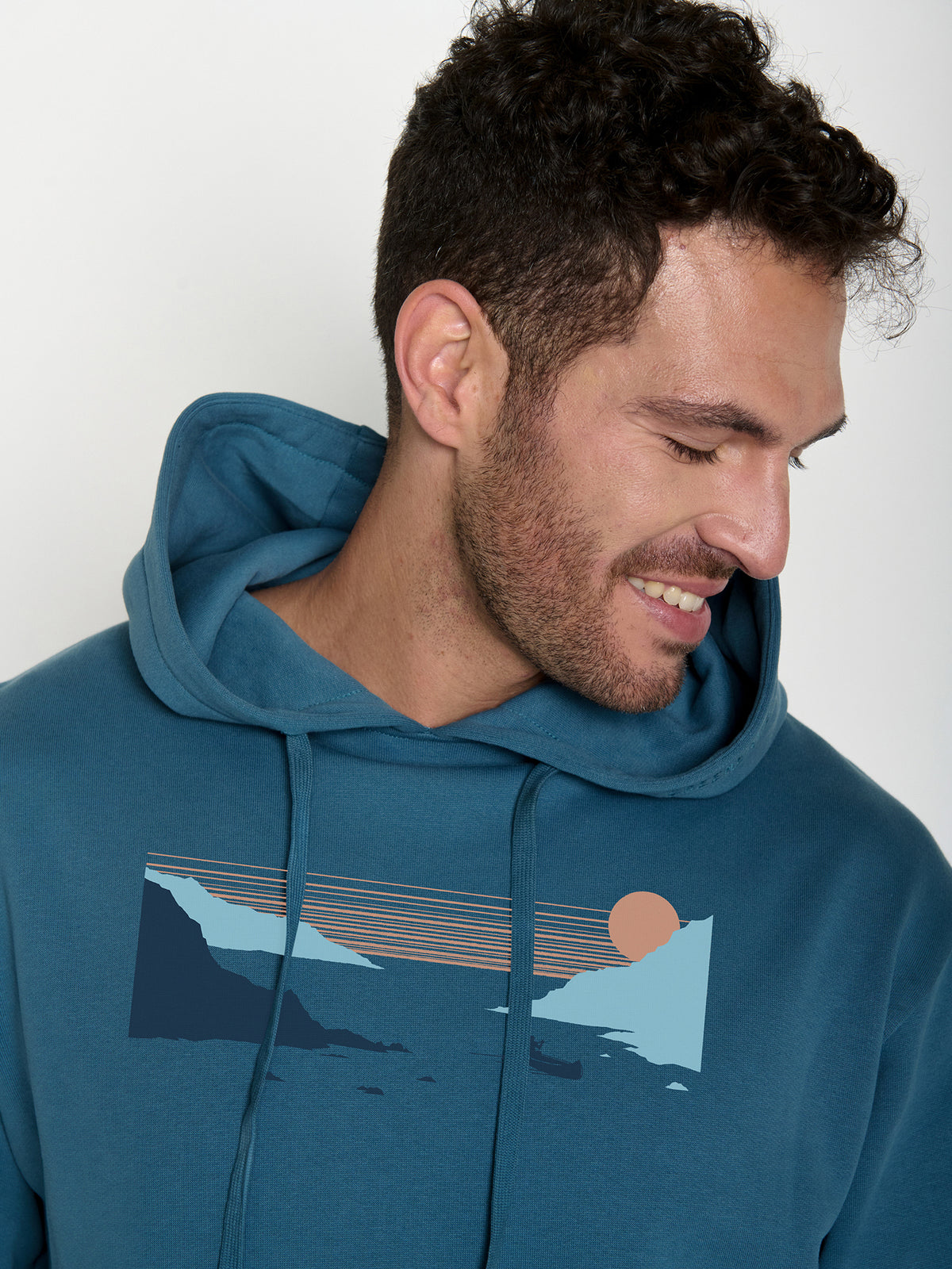 Tidal Blue: Gemütlicher Hoodie aus Bio-Baumwolle für Herren [22420]