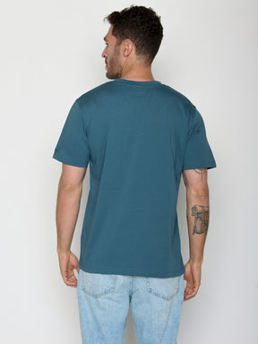 Tidal Blue: Lässiges Oversize-T-Shirt aus Bio-Baumwolle für Herren [22428]