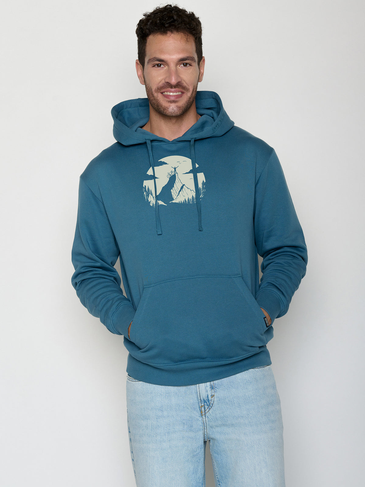 Tidal Blue: Gemütlicher Hoodie aus Bio-Baumwolle für Herren [22430]