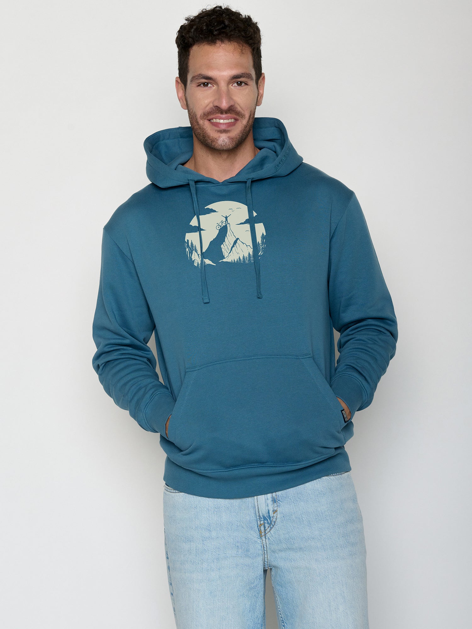 Tidal Blue: Gemütlicher Hoodie aus Bio-Baumwolle für Herren [22430]