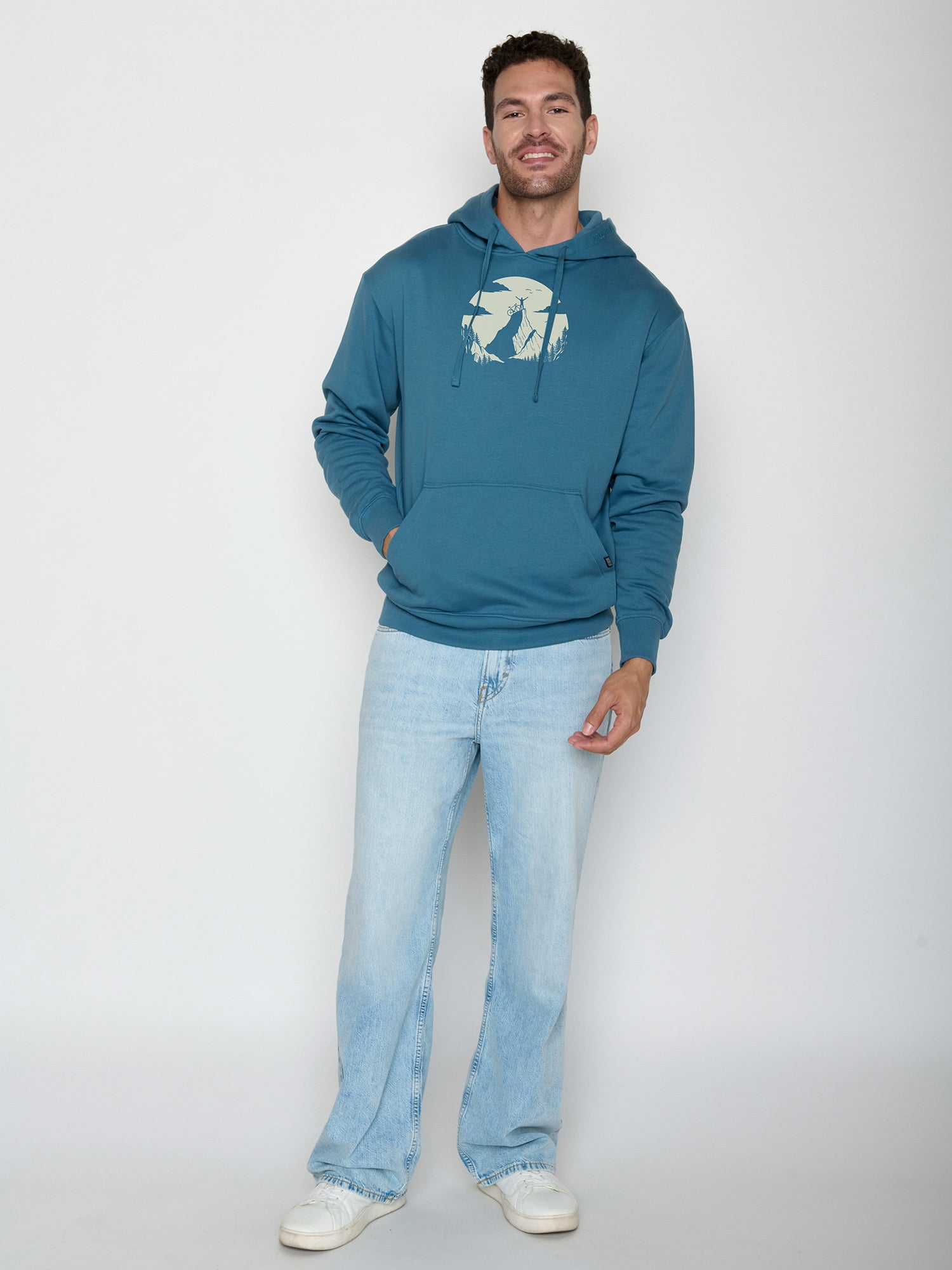 Tidal Blue: Gemütlicher Hoodie aus Bio-Baumwolle für Herren [22432]