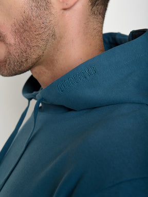 Tidal Blue: Gemütlicher Hoodie aus Bio-Baumwolle für Herren [22434]
