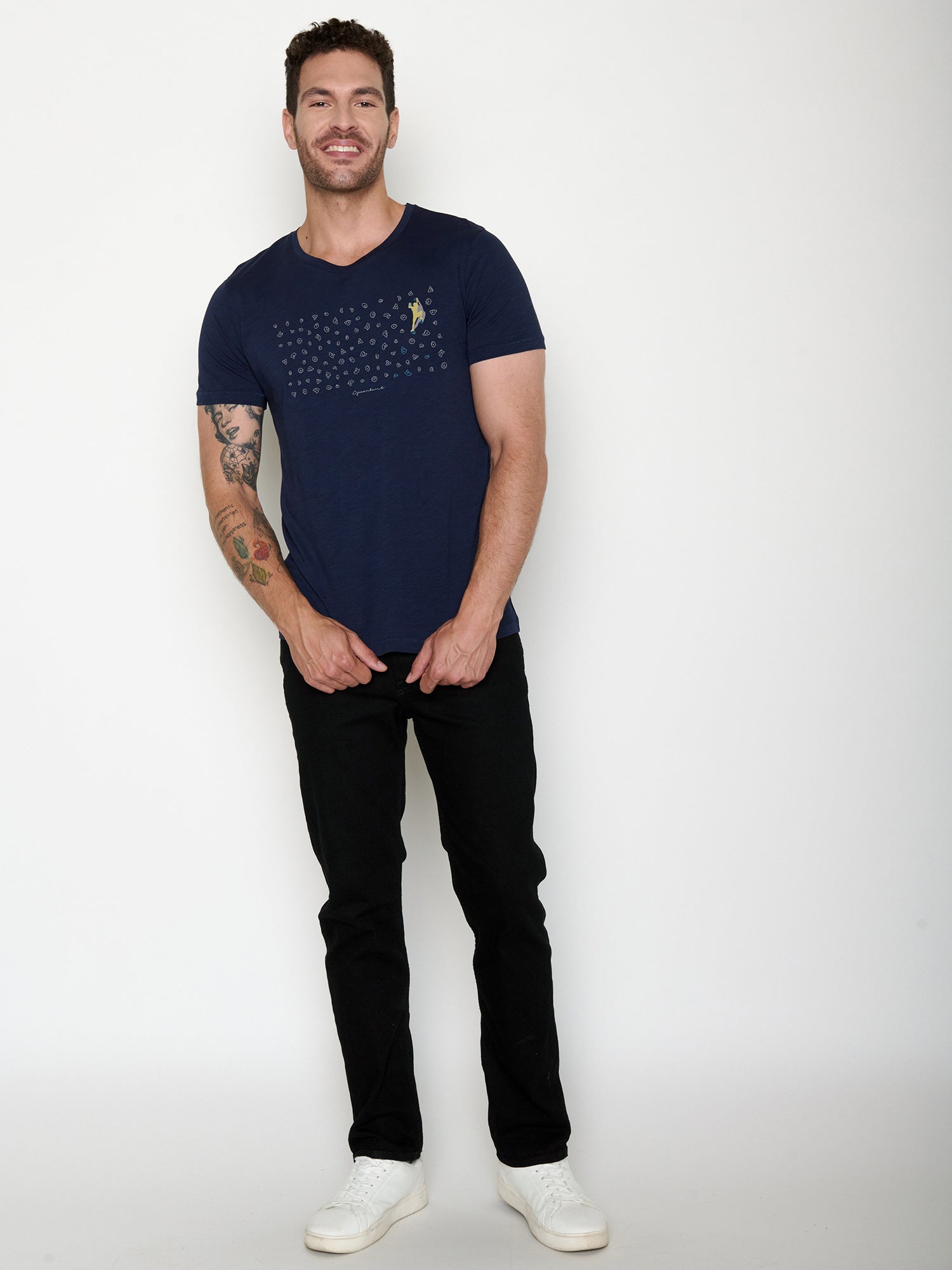 Navy: Sportliches T-Shirt aus Bio-Baumwolle für Herren [22475]