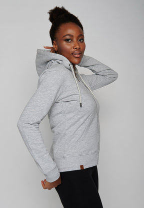 Heather Grey: Gemütliche Zipjacke aus Bio-Baumwolle für Damen [218]