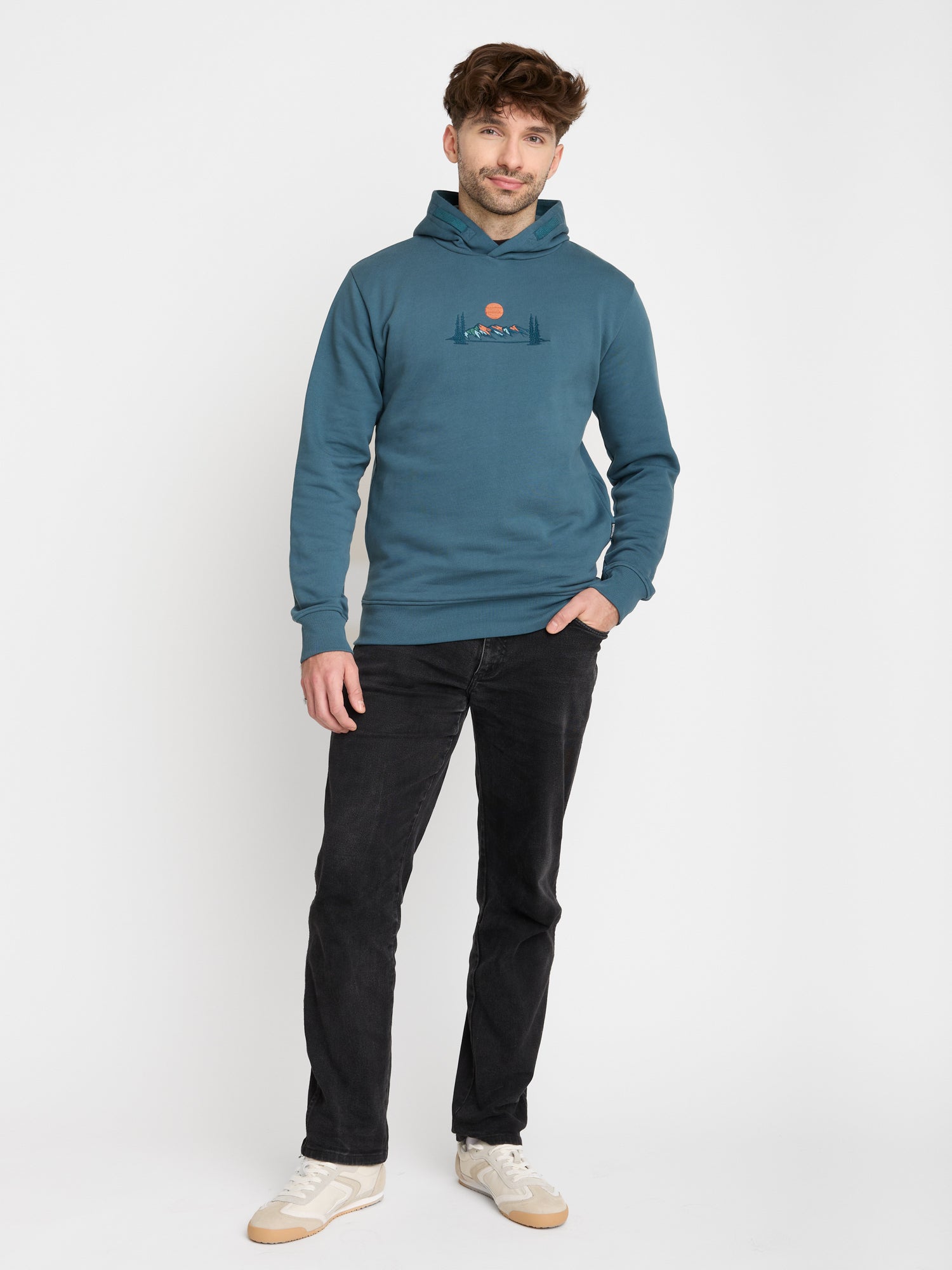 Blau:  Kuschliger Hoodie aus Bio-Baumwolle für Herren [22610]