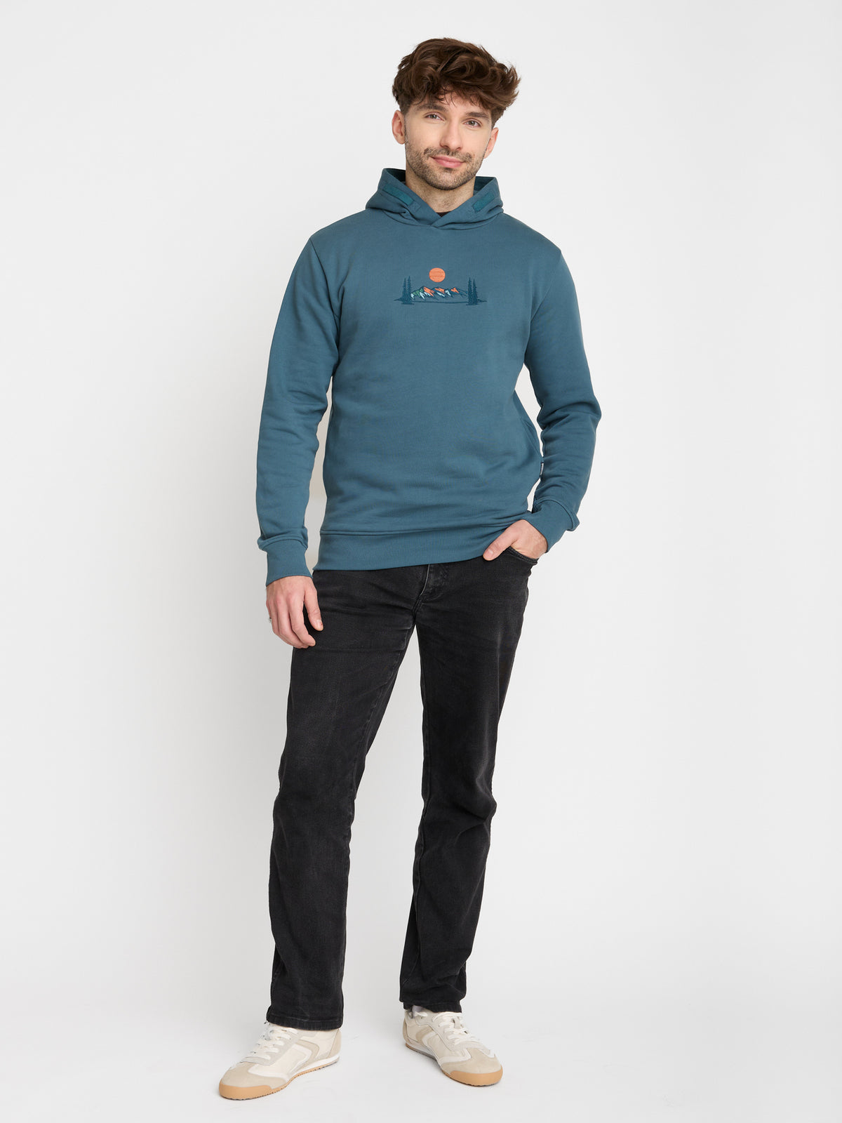 Blau:  Kuschliger Hoodie aus Bio-Baumwolle für Herren [22610]