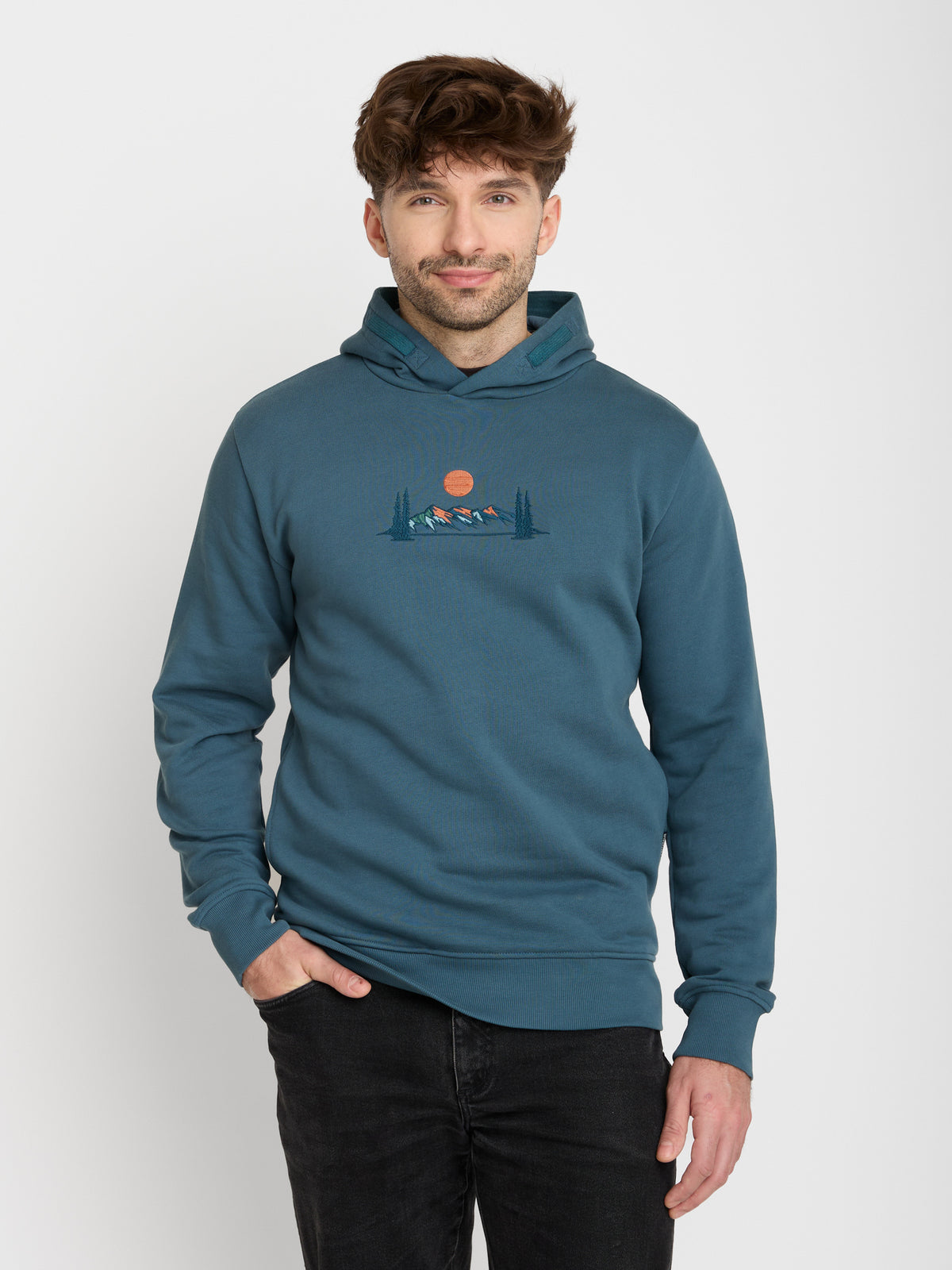 Blau:  Kuschliger Hoodie aus Bio-Baumwolle für Herren [22611]