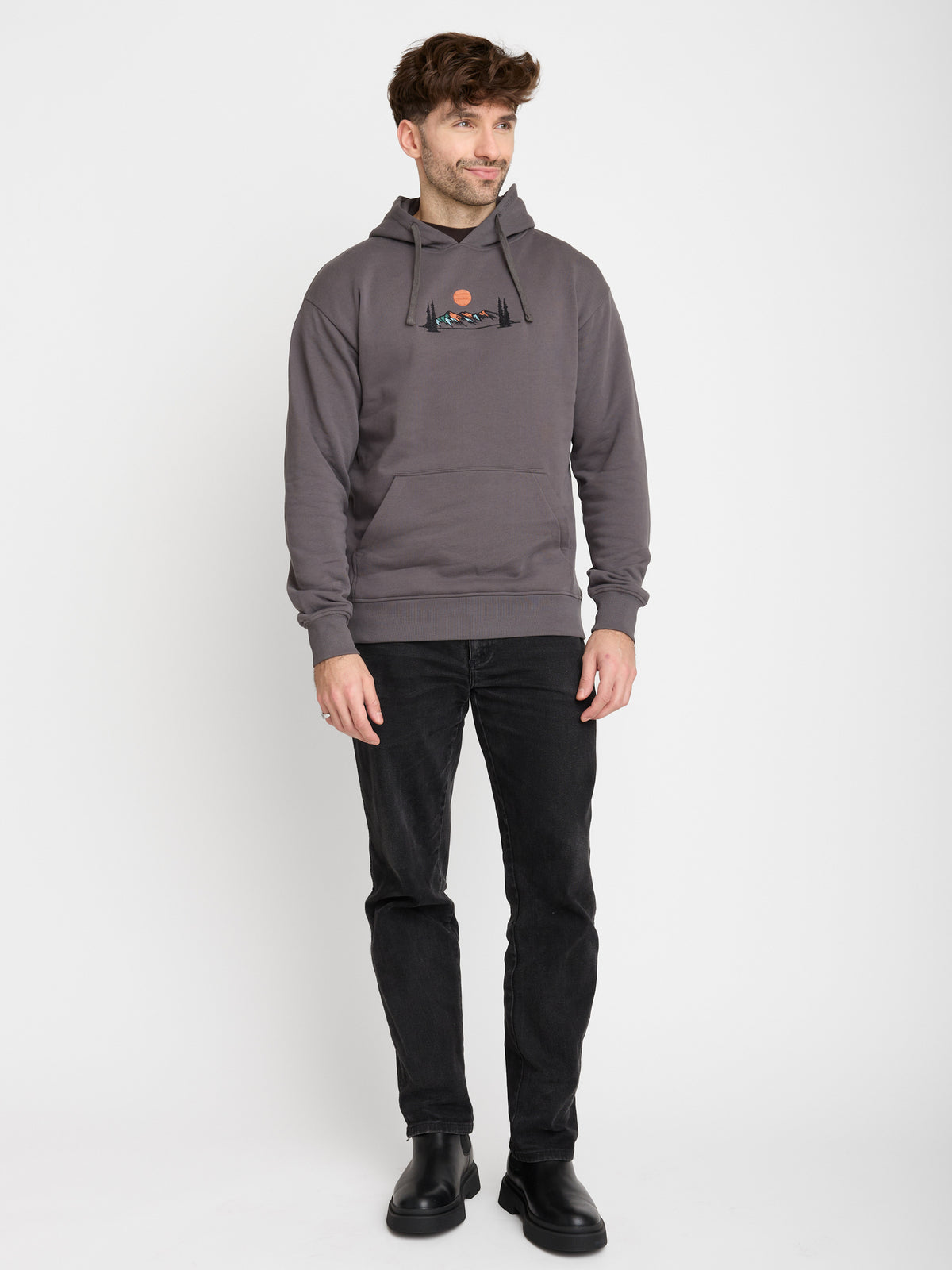 Grau:  Gemütlicher Hoodie aus Bio-Baumwolle für Herren [22615]