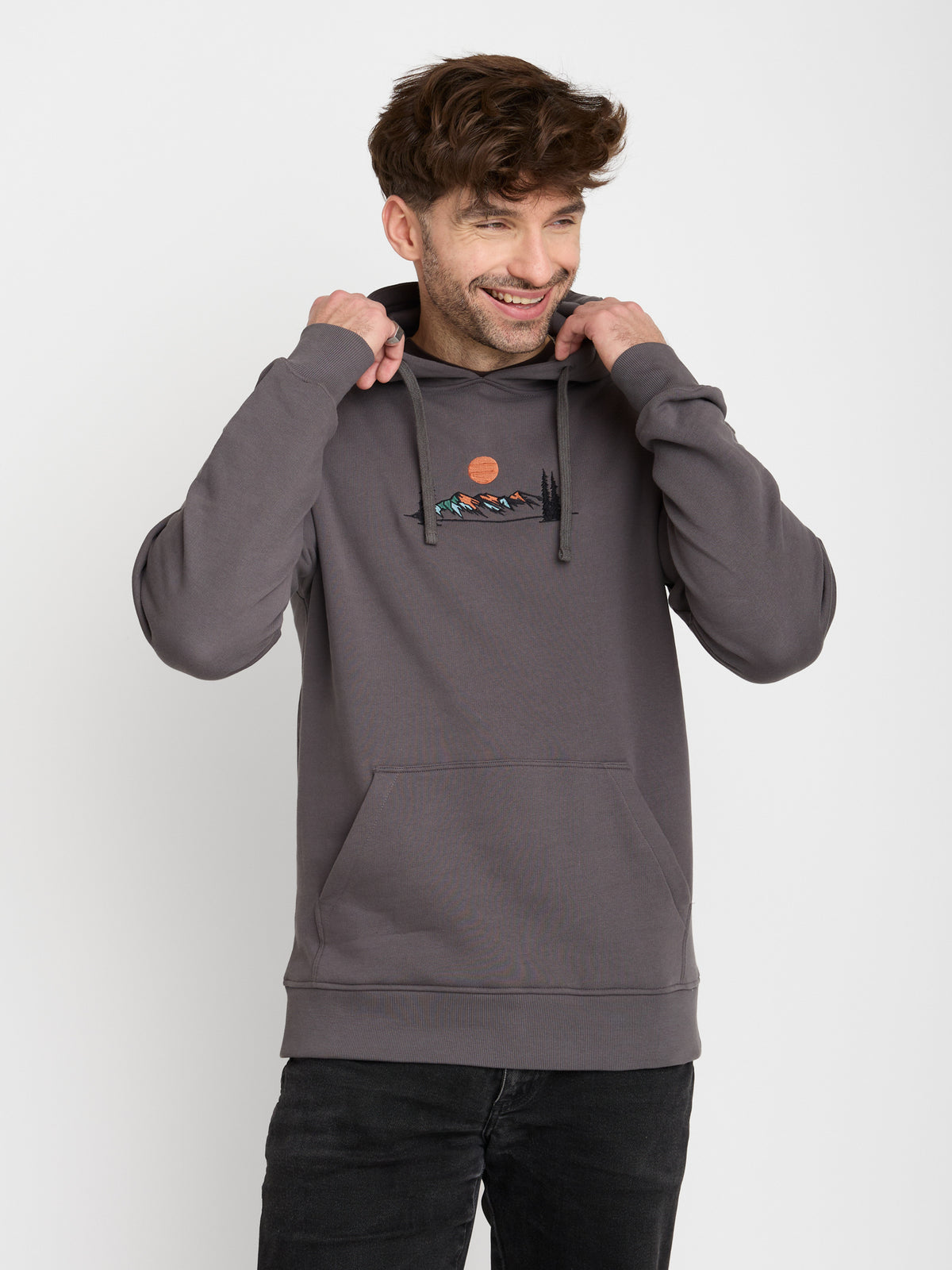 Grau:  Gemütlicher Hoodie aus Bio-Baumwolle für Herren [22617]