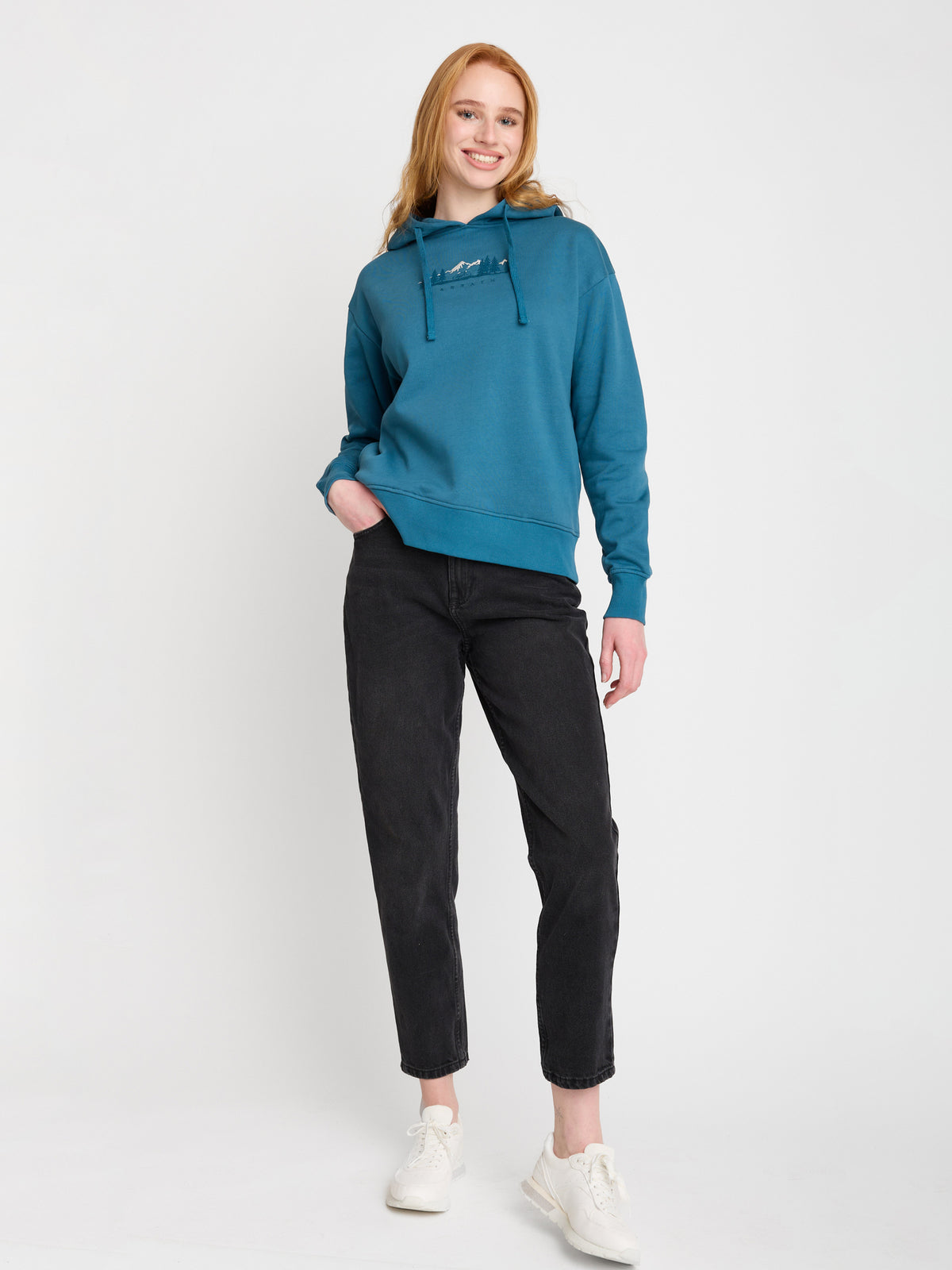 Blau:  Gemütlicher Hoodie aus Bio-Baumwoll Mix für Damen [22626]