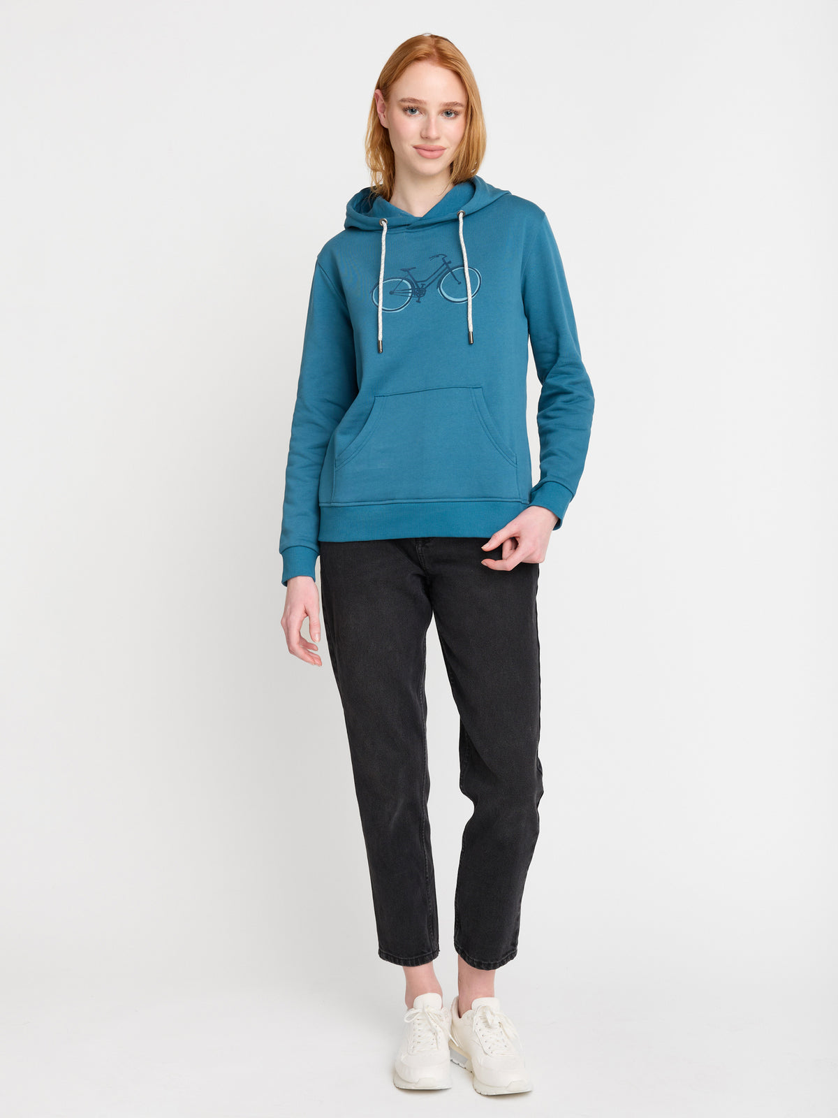 Blau:  Gemütlicher Hoodie aus Bio-Baumwolle für Damen [22632]