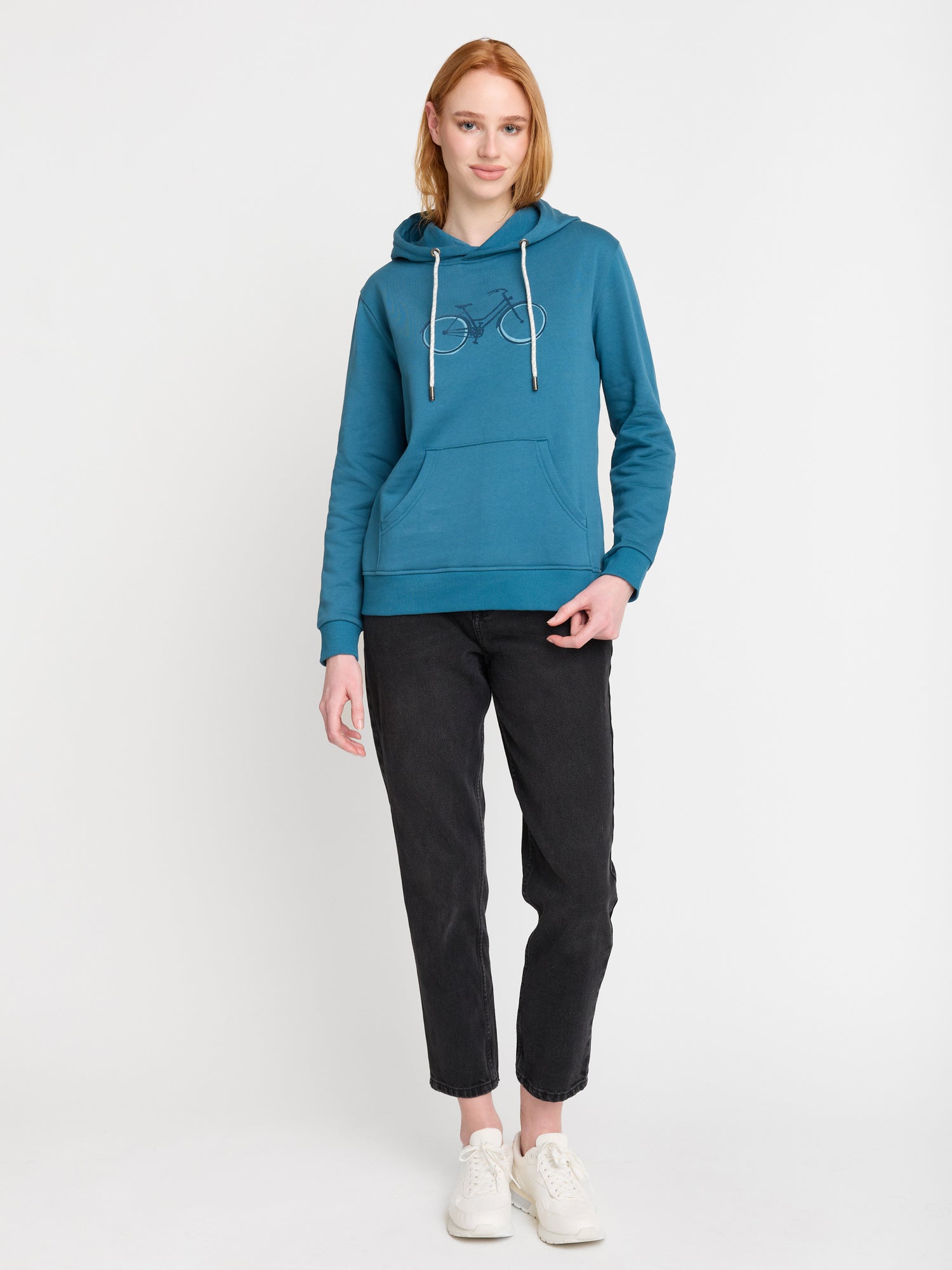 Blau:  Gemütlicher Hoodie aus Bio-Baumwolle für Damen [22632]