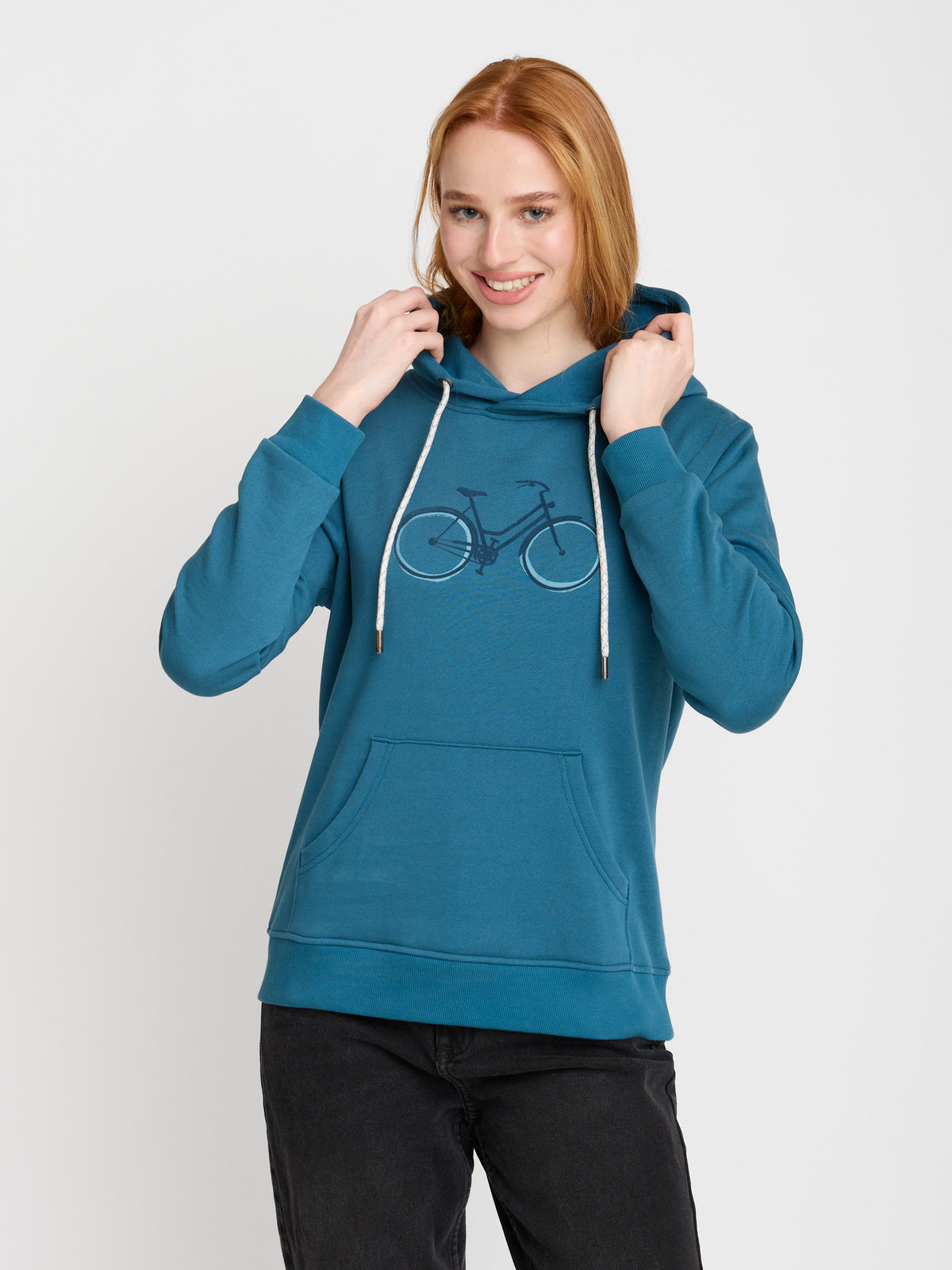 Blau:  Gemütlicher Hoodie aus Bio-Baumwolle für Damen [22633]