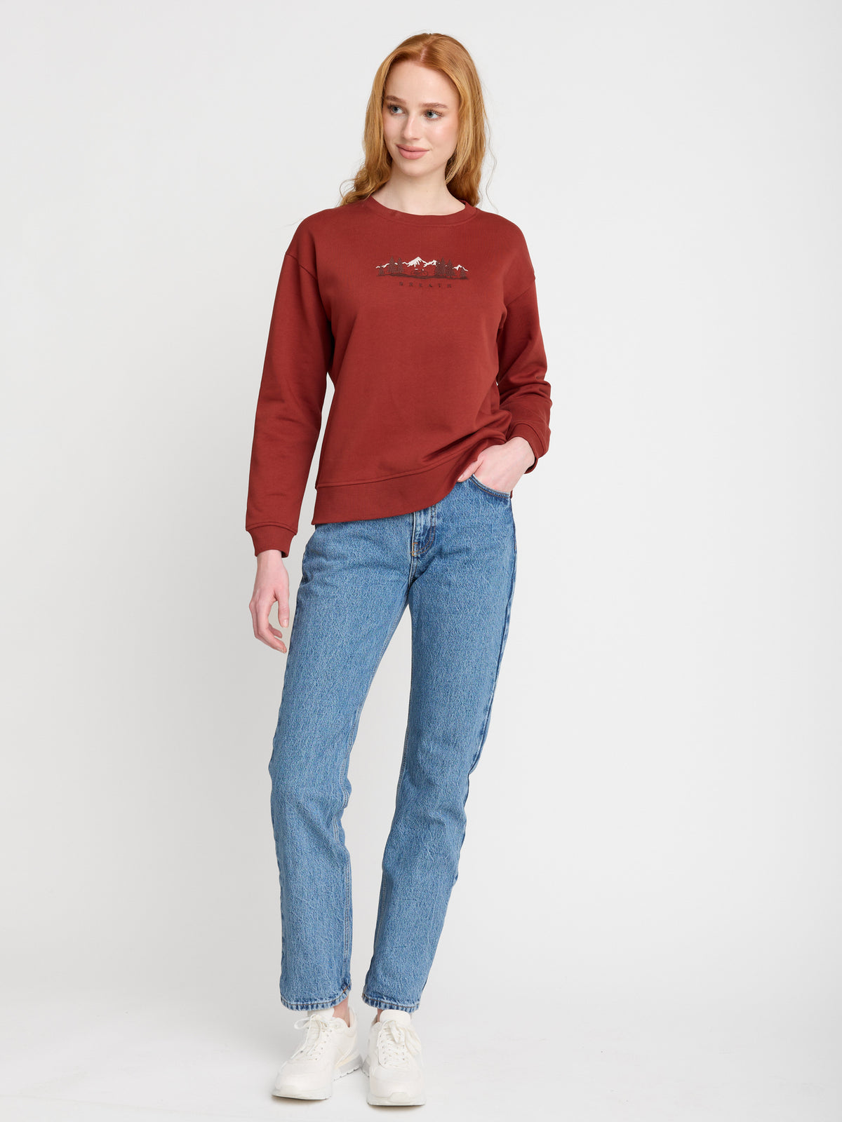 Rot:  Gemütliches Sweatshirt aus Bio-Baumwolle für Damen [22642]