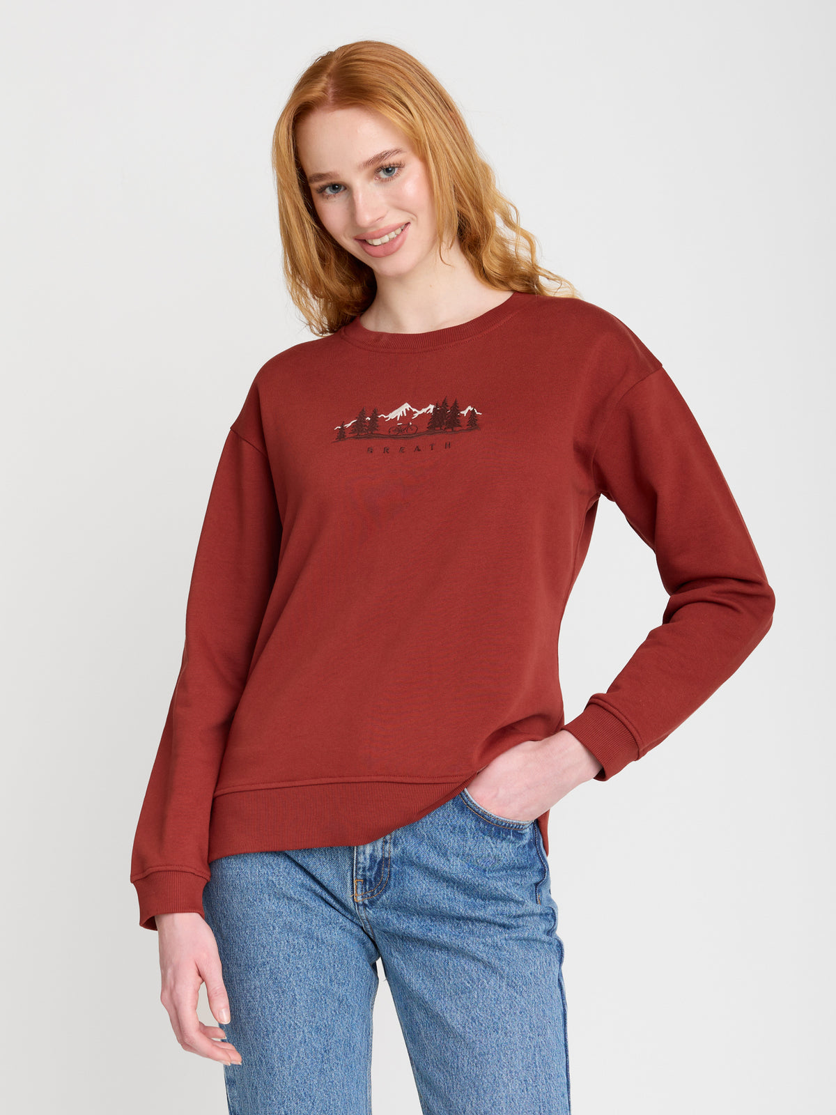 Rot:  Gemütliches Sweatshirt aus Bio-Baumwolle für Damen [22643]