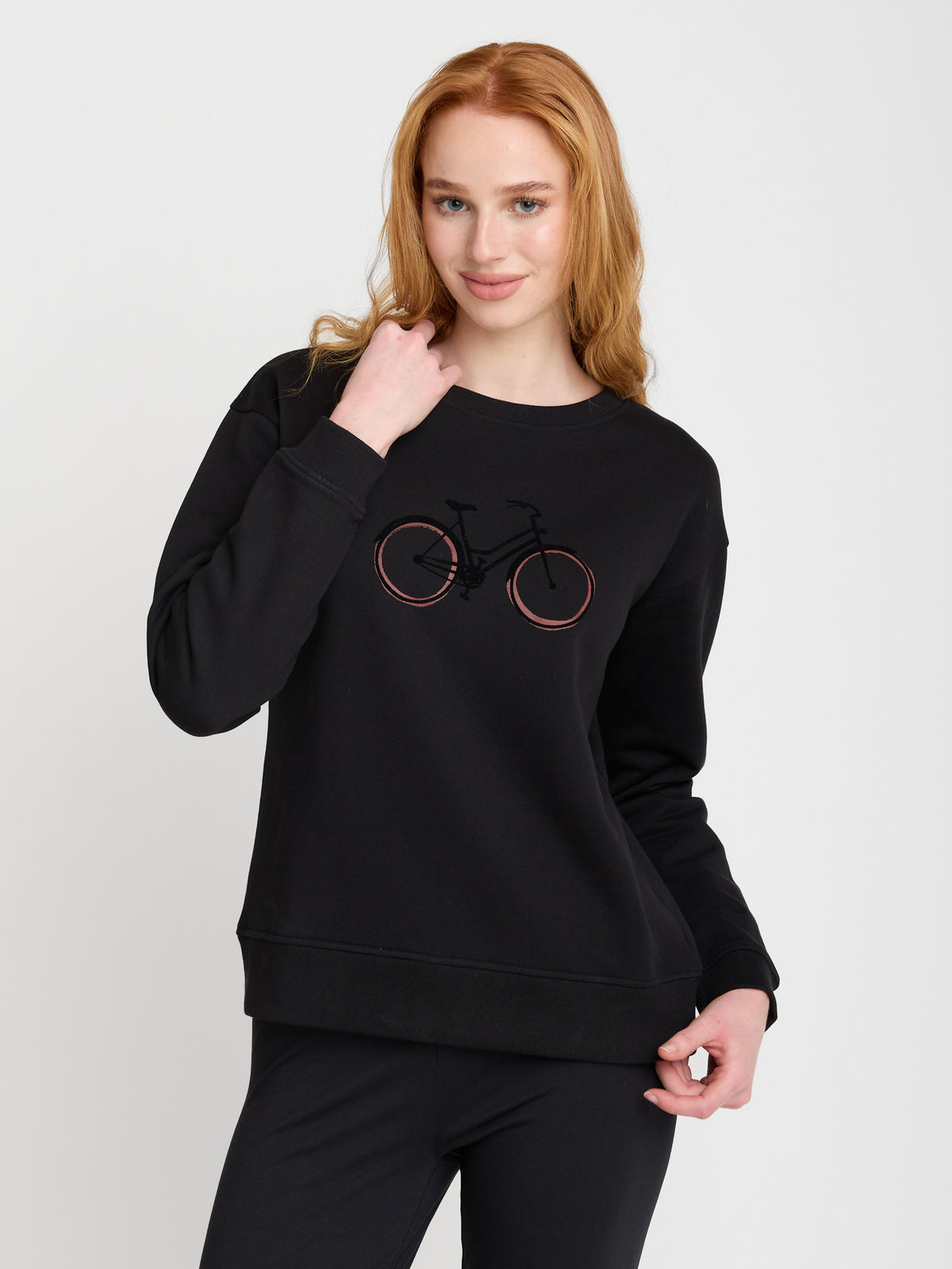 Schwarz:  Gemütliches Sweatshirt aus Bio-Baumwolle für Damen [22648]