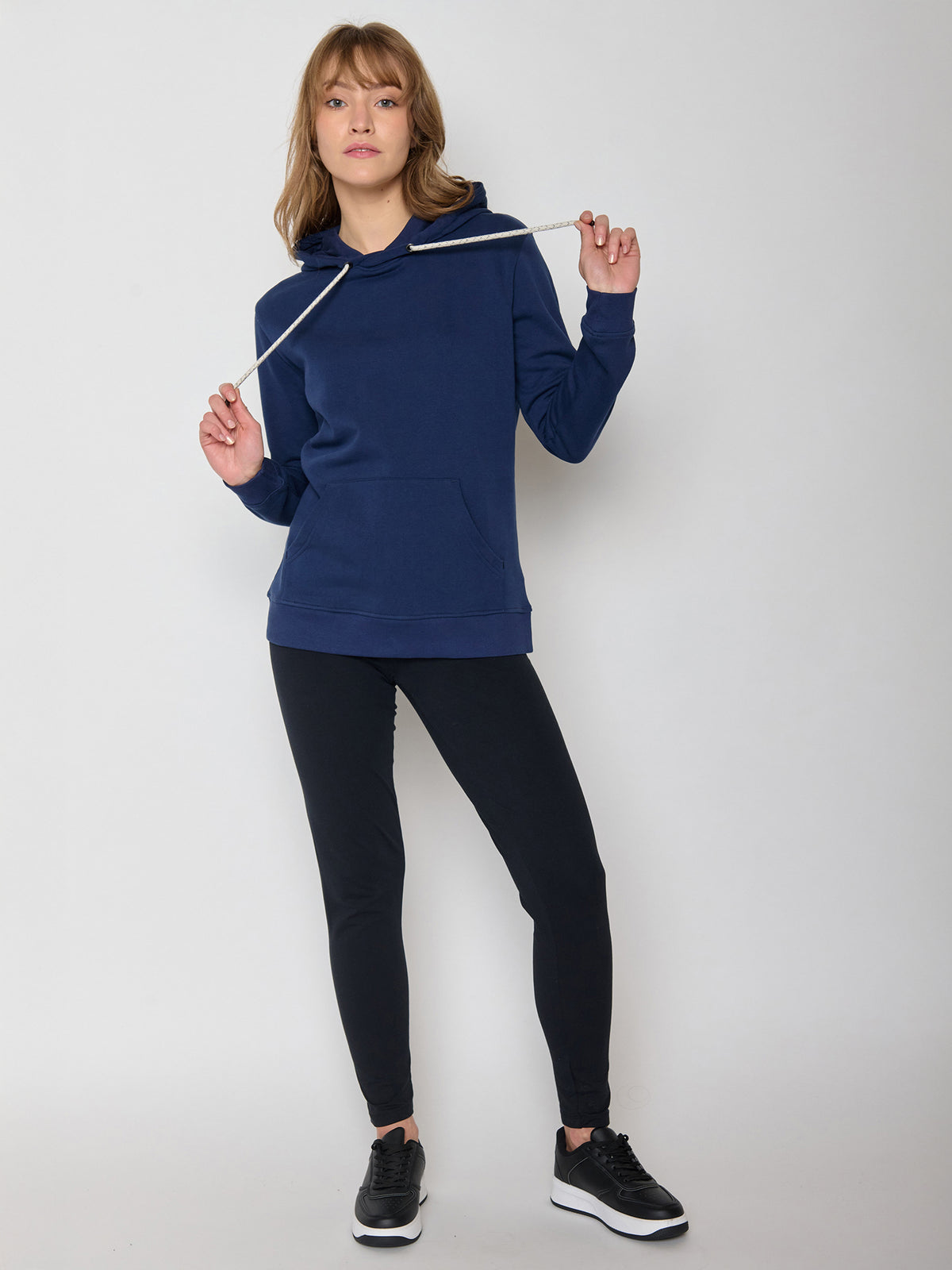 Blau:  Gemütlicher Hoodie aus Bio-Baumwolle für Damen [22652]