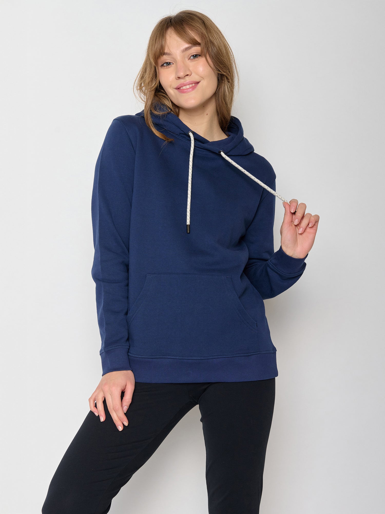 Blau:  Gemütlicher Hoodie aus Bio-Baumwolle für Damen [22654]
