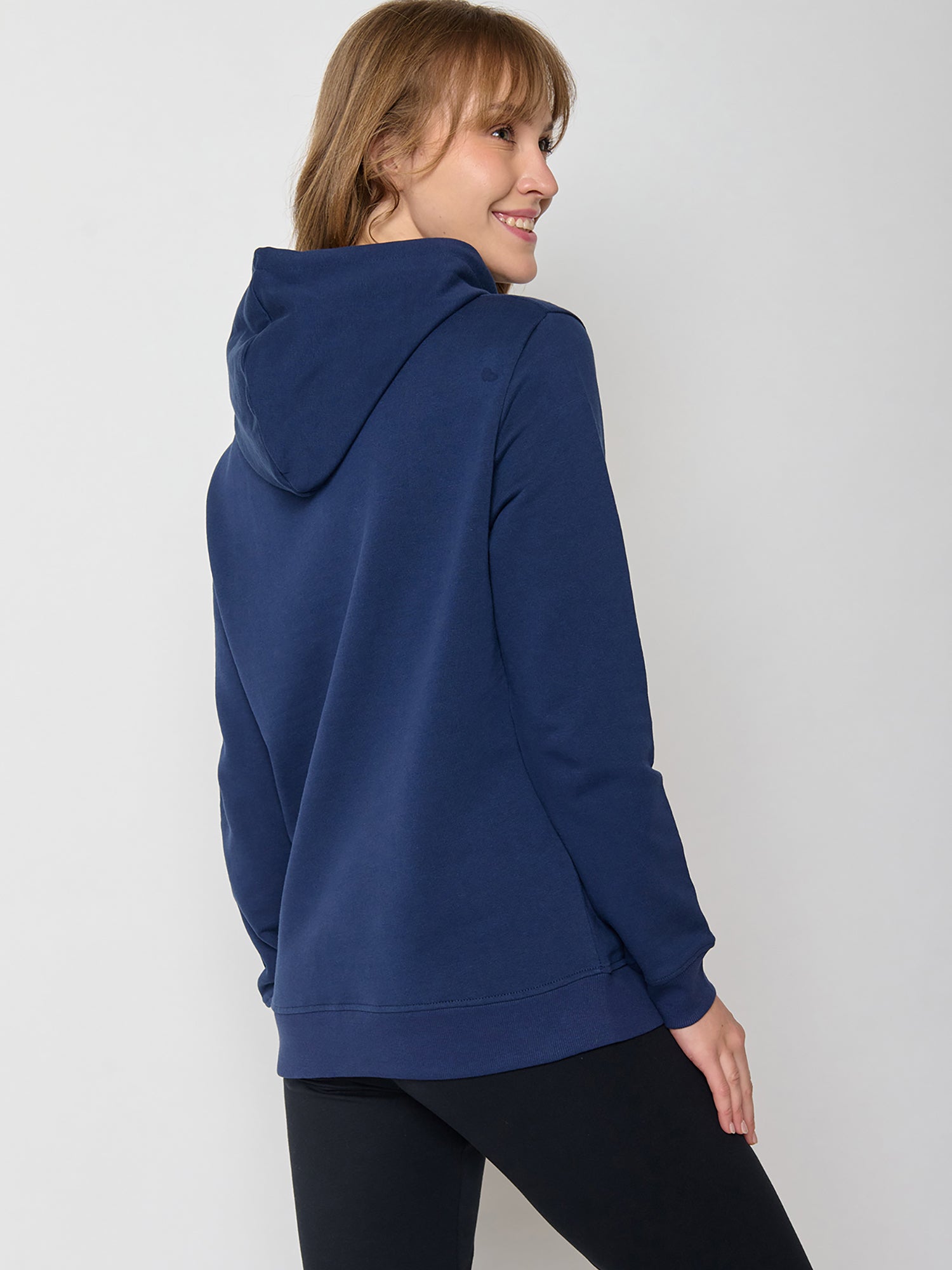 Blau:  Gemütlicher Hoodie aus Bio-Baumwolle für Damen [22655]