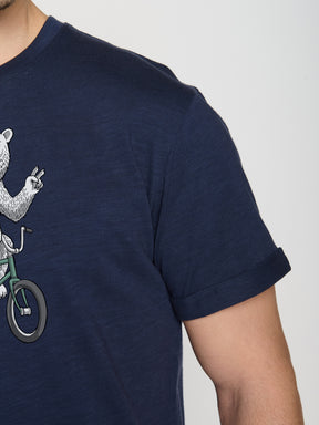 Blau:  Lässiges T-Shirt aus Bio-Baumwoll Mix für Herren [22658]