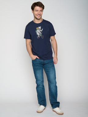 Blau:  Lässiges T-Shirt aus Bio-Baumwoll Mix für Herren [22660]