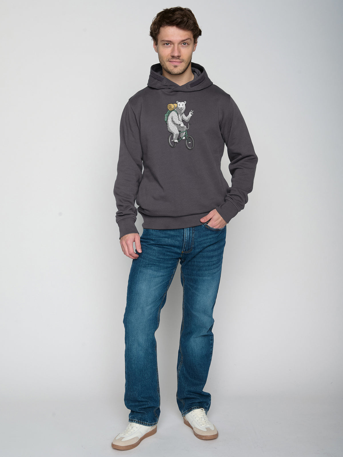 Anthracite: Kuschliger Hoodie aus Bio-Baumwolle für Herren [22662]