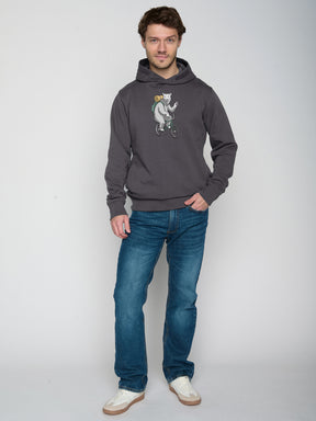 Anthracite: Kuschliger Hoodie aus Bio-Baumwolle für Herren [22662]