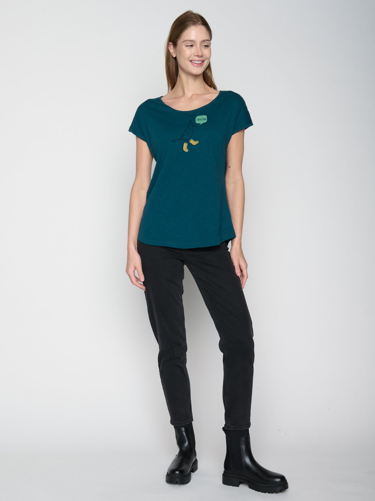 Grün:  Sportliches T-Shirt aus Bio-Baumwolle für Damen [22664]