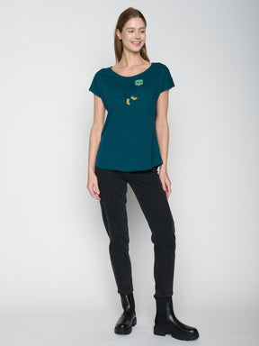 Petrol Green: Lässiges T-Shirt aus Bio-Baumwolle für Damen [22664]