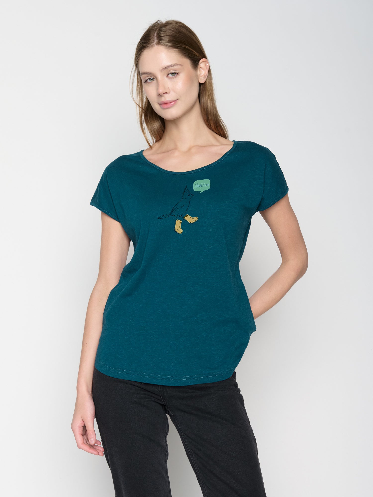 Grün:  Sportliches T-Shirt aus Bio-Baumwolle für Damen [22665]