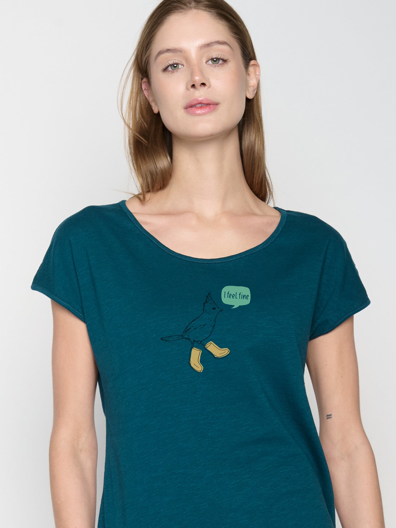 Grün:  Sportliches T-Shirt aus Bio-Baumwolle für Damen [22666]