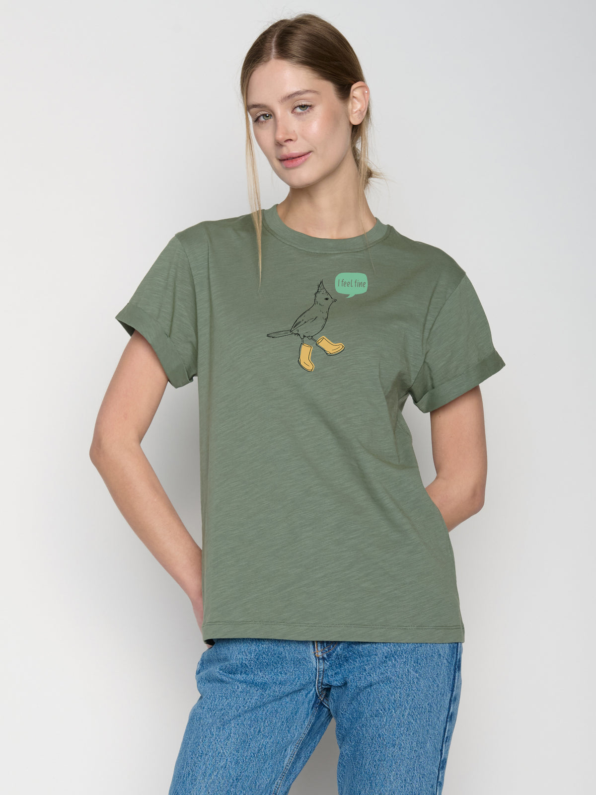 Grau:  Lässiges T-Shirt aus Bio-Baumwolle für Damen [22669]