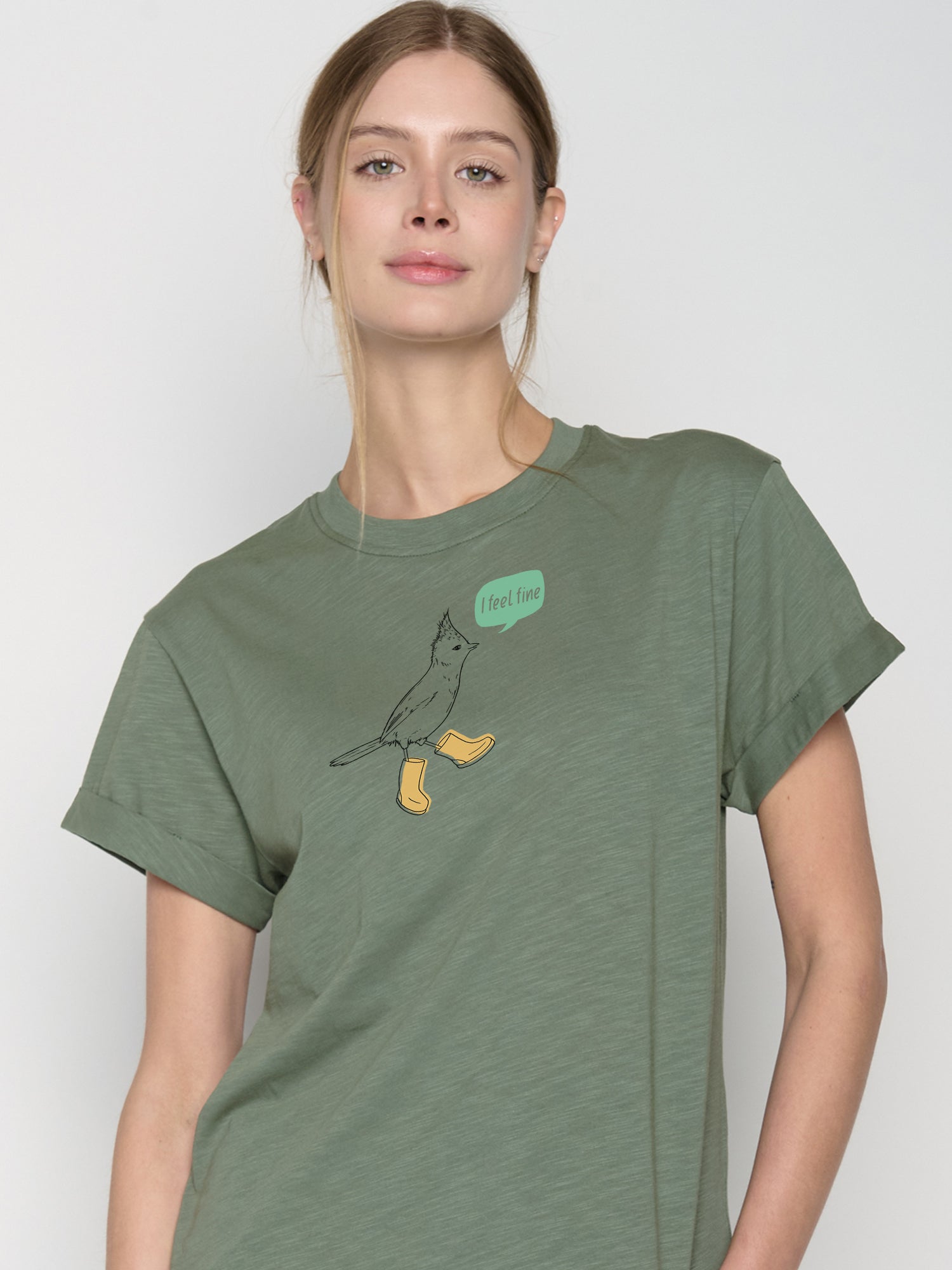 Moos Grey: Lässiges T-Shirt aus Bio-Baumwolle für Damen [22672]