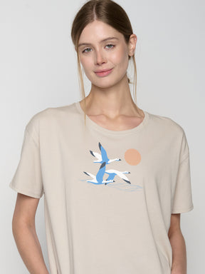 Weiß:  Lässiges T-Shirt aus Bio-Baumwoll Mix für Damen [22676]