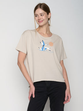 Weiß:  Lässiges T-Shirt aus Bio-Baumwoll Mix für Damen [22677]